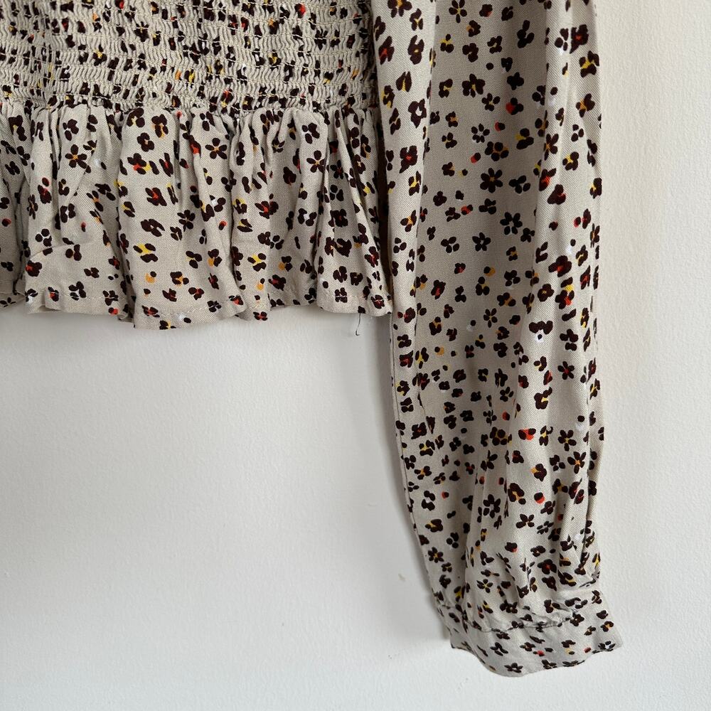Patrons Of Peace Cottage Floral Smocked Top Cropped Long Sleeve Womens MED - Picture 5 of 11